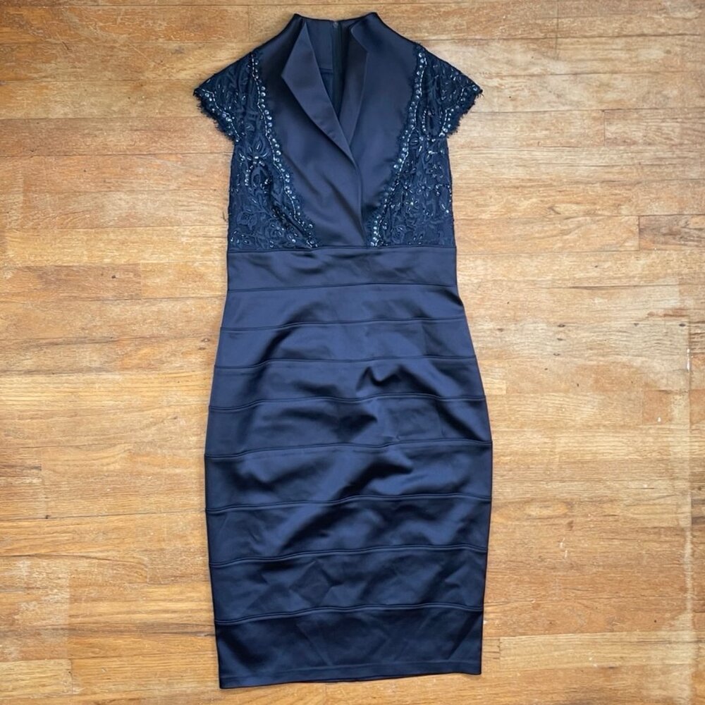 Tadashi Shoji Dress Size 6 Beaded Lace Sequin Sleeveless Cocktail Sheath